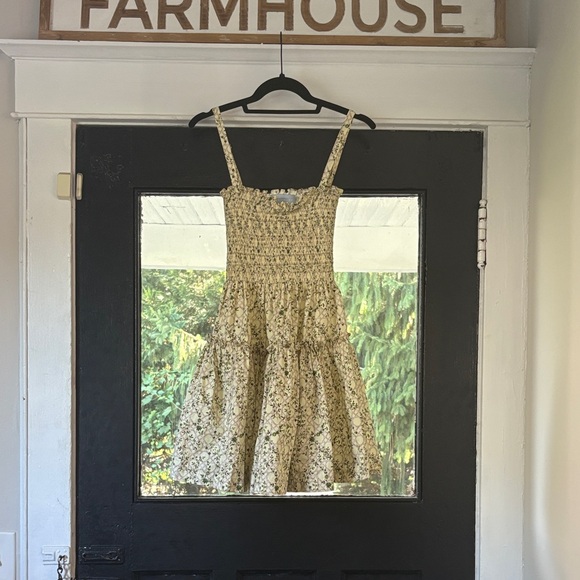 Hill House Dresses & Skirts - Hill House Mini Floral Sundress in Cream and Green